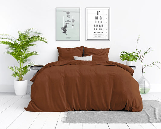 Dekbedovertrek Stone Washed Bruin