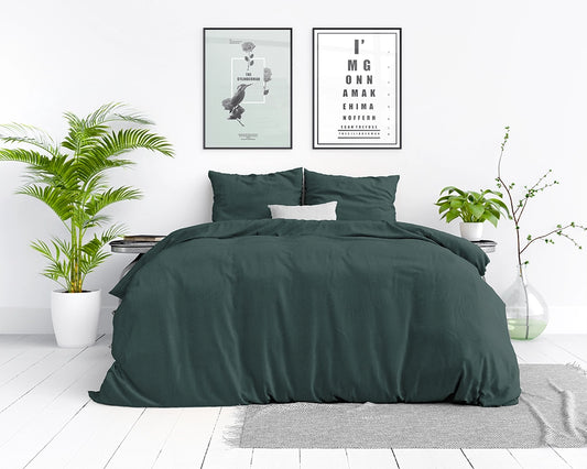 Dekbedovertrek Stone Washed Donker Groen