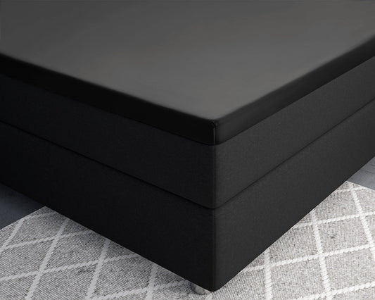 Hoeslaken Topper Satijn - Zwart