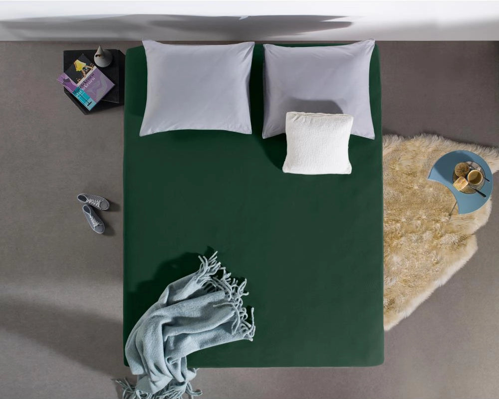 Hoeslaken Dubbel Jersey - Botanisch Groen