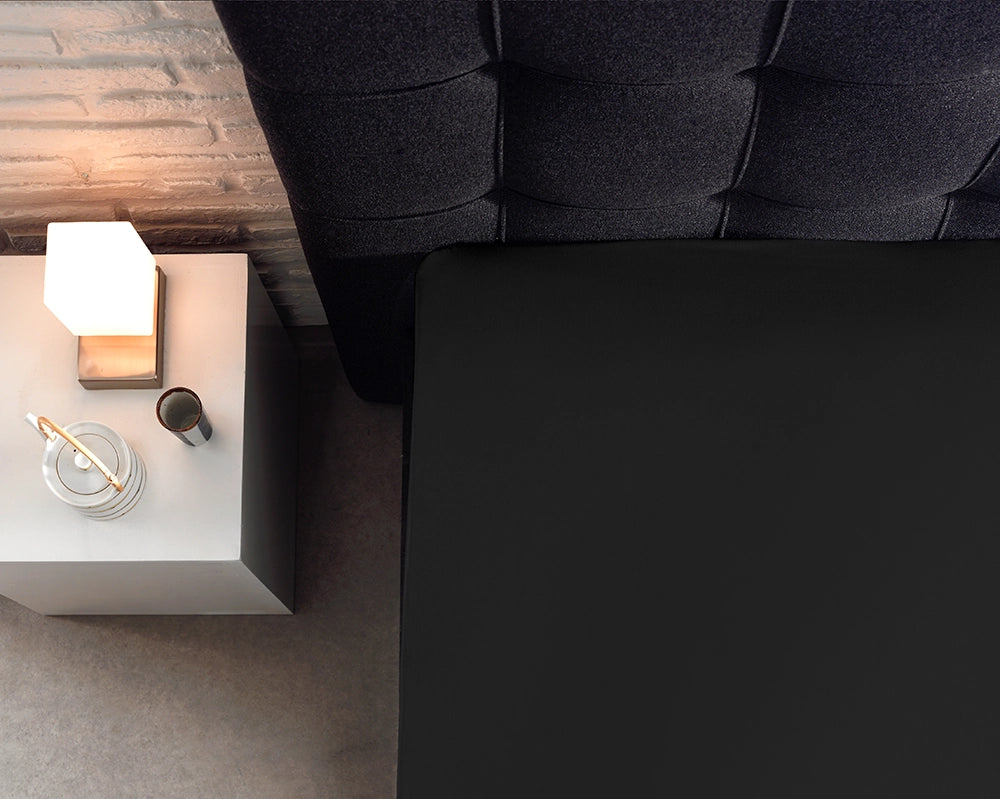 Hoeslaken Splittopper Katoen - Zwart