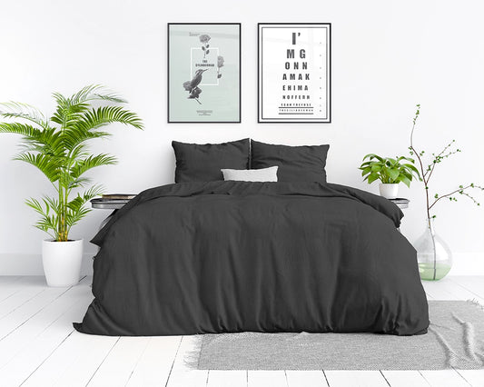 Dekbedovertrek Stone Washed Antraciet
