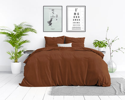 Dekbedovertrek Stone Washed Bruin