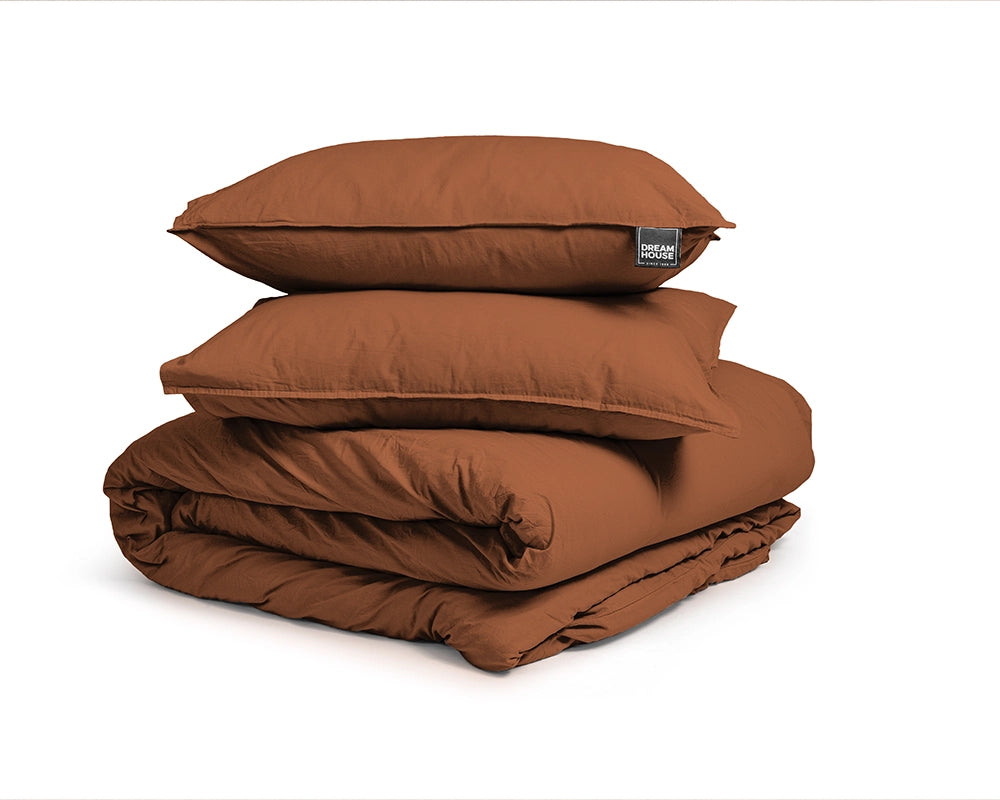 Dekbedovertrek Stone Washed Bruin