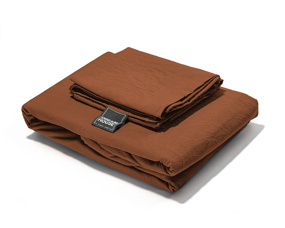 Dekbedovertrek Stone Washed Bruin