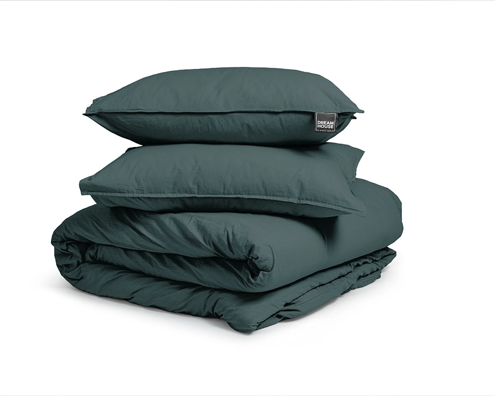 Dekbedovertrek Stone Washed Donker Groen