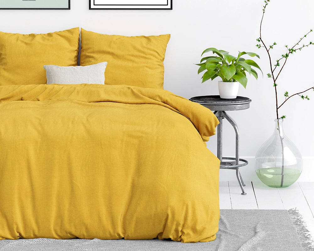 Dekbedovertrek Stone Washed Geel
