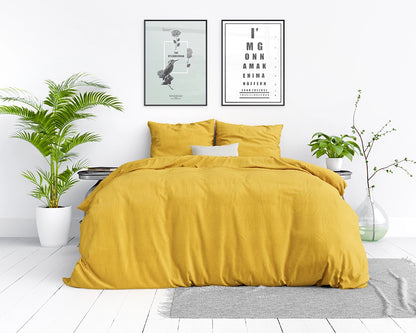 Dekbedovertrek Stone Washed Geel