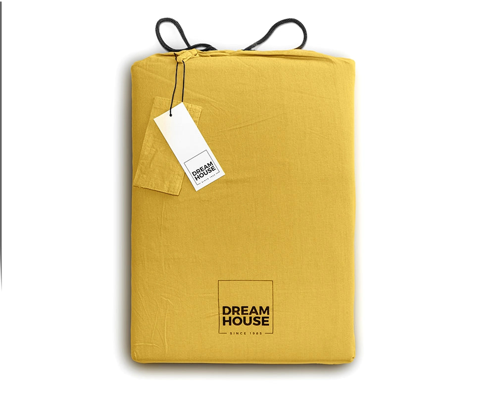 Dekbedovertrek Stone Washed Geel