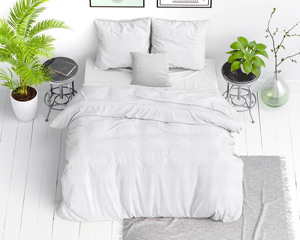 Dekbedovertrek Stone Washed Wit