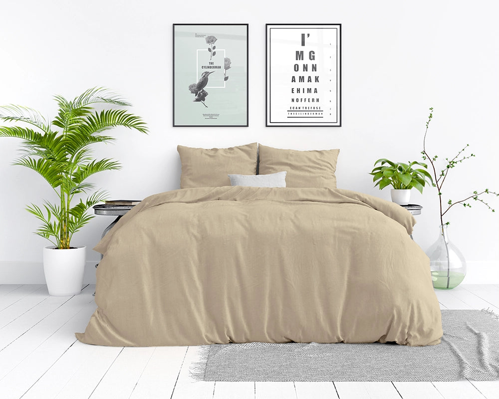 Dekbedovertrek Stone Washed Zand