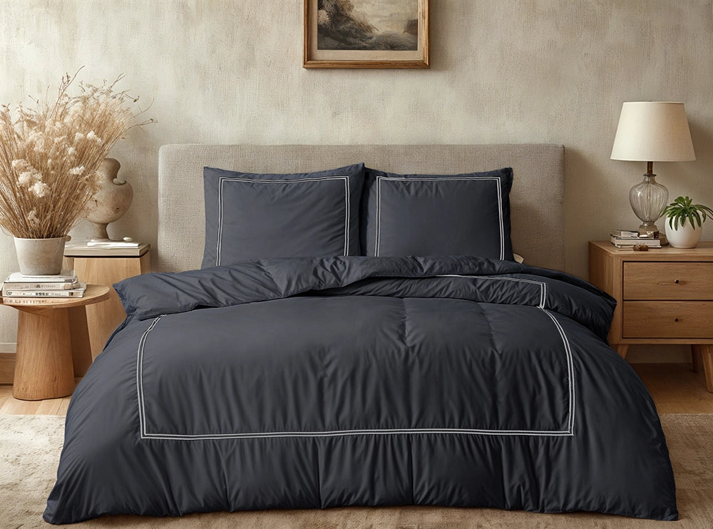 Dekbedovertrek Brata Zwart Grijs