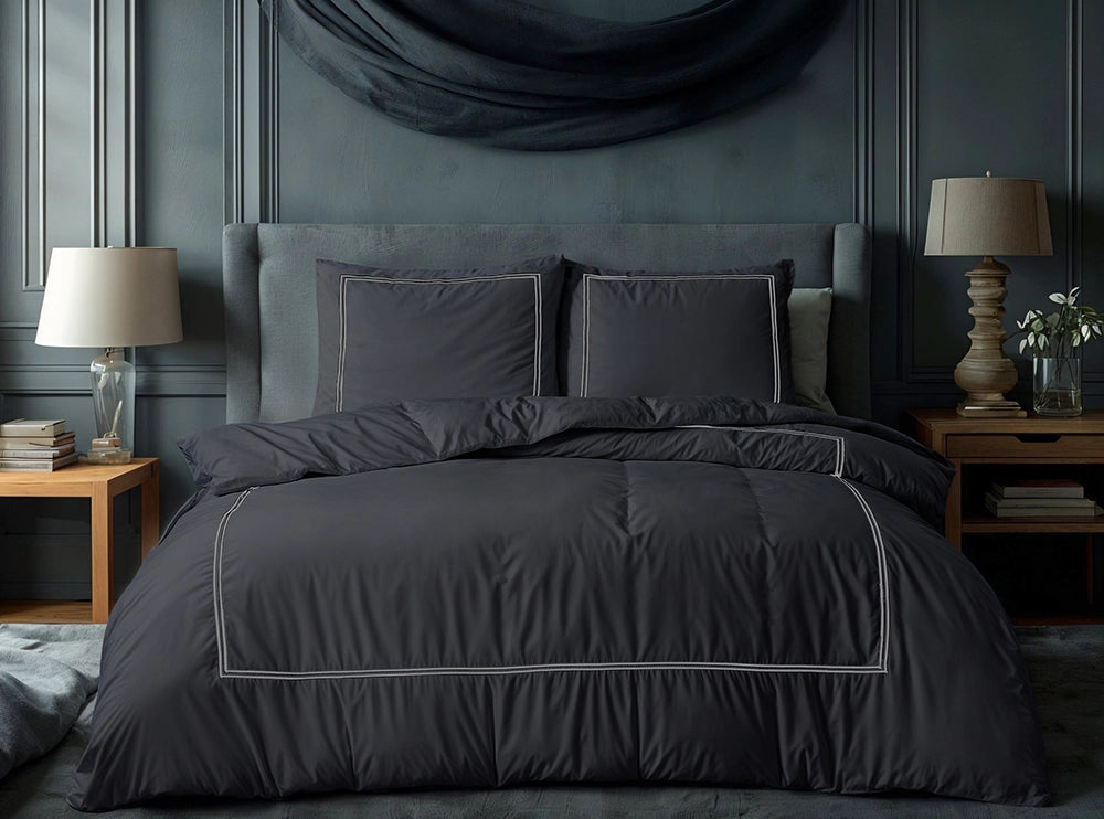 Dekbedovertrek Brata Zwart Grijs