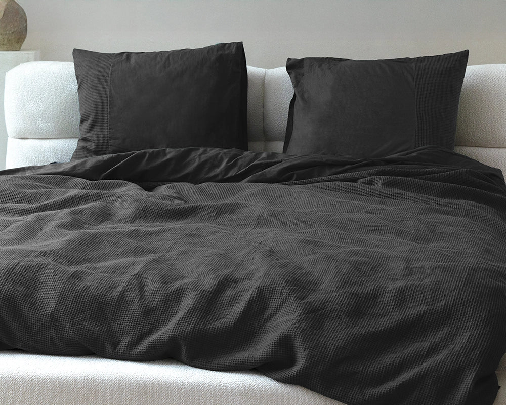 Dekbedovertrek Waffle Antraciet