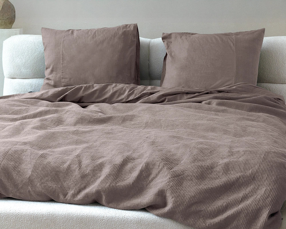 Dekbedovertrek Waffle Taupe