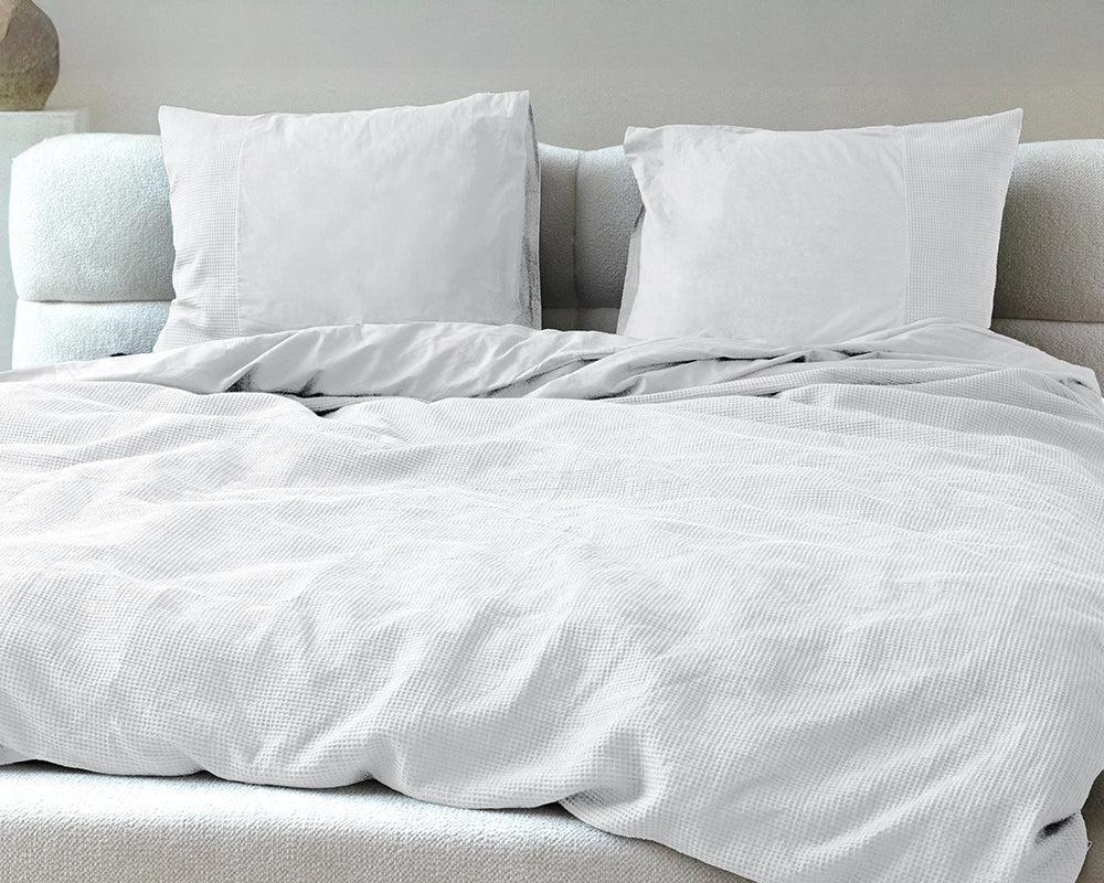 Dekbedovertrek Waffle Wit