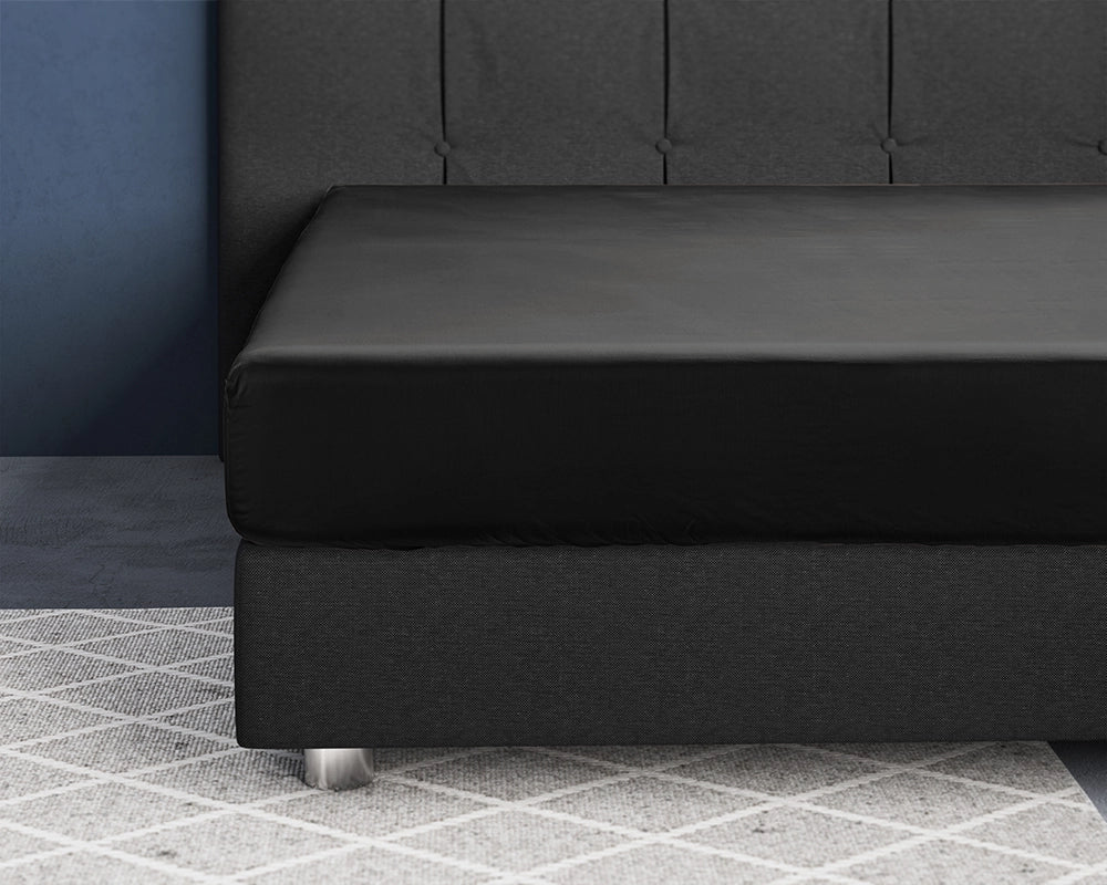 Hoeslaken Satijn - Zwart