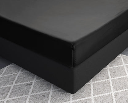 Hoeslaken Satijn - Zwart