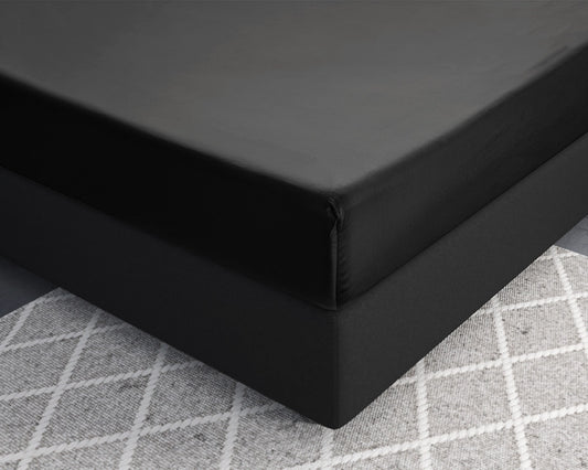 Hoeslaken Satijn - Zwart