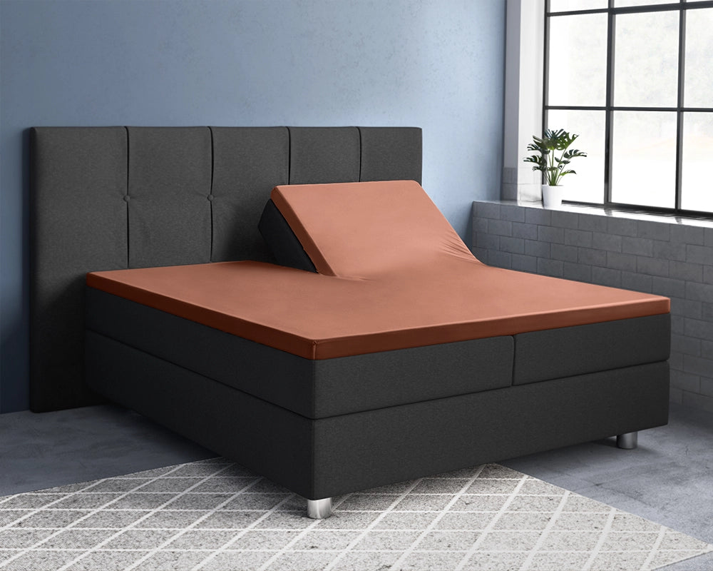 Hoeslaken Splittopper Satijn - Bruin