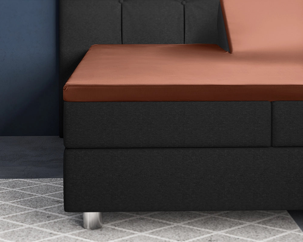 Hoeslaken Splittopper Satijn - Bruin