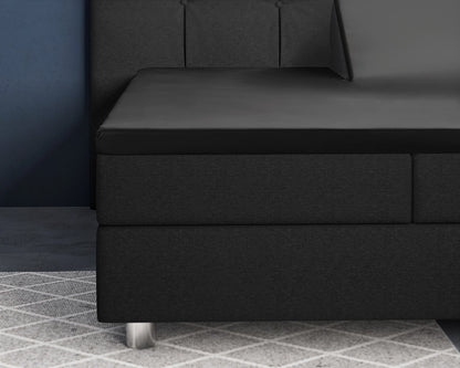 Hoeslaken Splittopper Satijn - Zwart