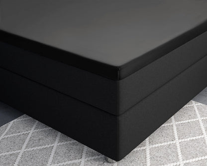 Hoeslaken Splittopper Satijn - Zwart