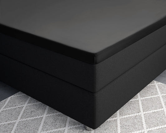 Hoeslaken Splittopper Satijn - Zwart