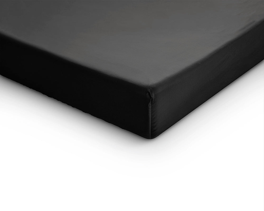 Hoeslaken Splittopper Satijn - Zwart