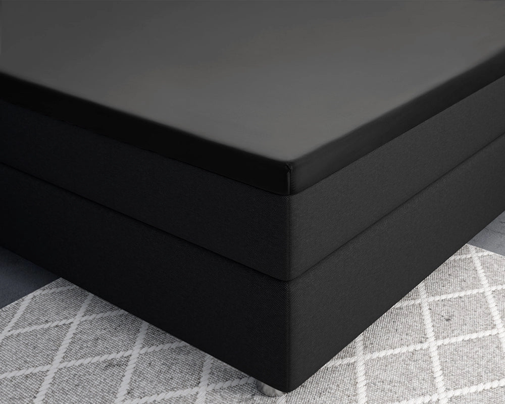 Hoeslaken Topper Satijn - Zwart