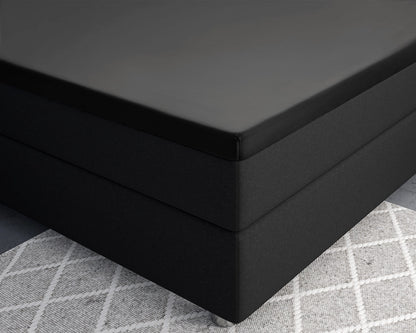 Hoeslaken Topper Satijn - Zwart